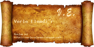 Verle Elemér névjegykártya